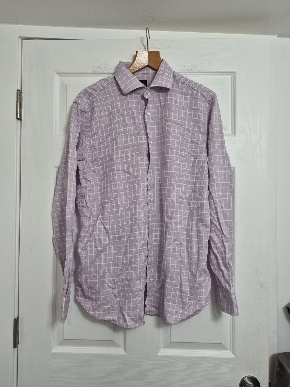 Men's Lavender Windowpane Dress Shirt - Classic Collar